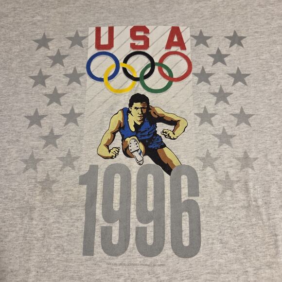 Vintage Atlanta Olympics T Shirt Hanes XXL 90s NOS 1996 Track Field Hurdles Rare - Picture 4 of 10